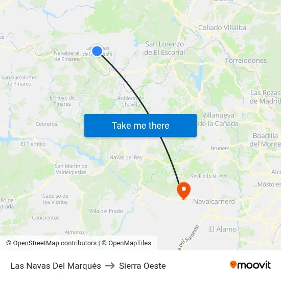 Las Navas Del Marqués to Sierra Oeste map