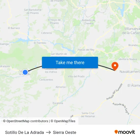 Sotillo De La Adrada to Sierra Oeste map