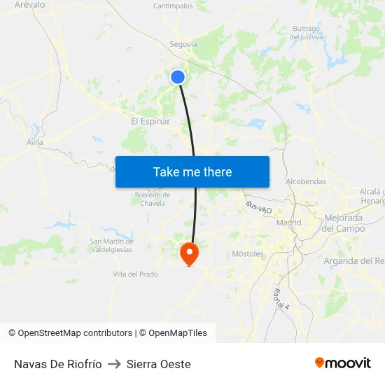 Navas De Riofrío to Sierra Oeste map