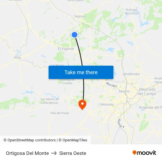 Ortigosa Del Monte to Sierra Oeste map