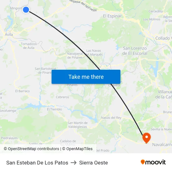 San Esteban De Los Patos to Sierra Oeste map