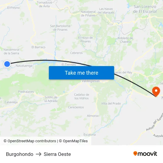 Burgohondo to Sierra Oeste map