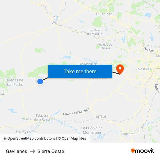 Gavilanes to Sierra Oeste map