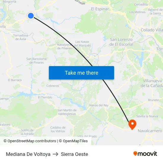 Mediana De Voltoya to Sierra Oeste map
