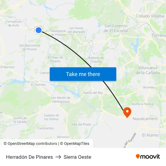 Herradón De Pinares to Sierra Oeste map