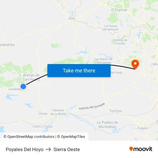 Poyales Del Hoyo to Sierra Oeste map