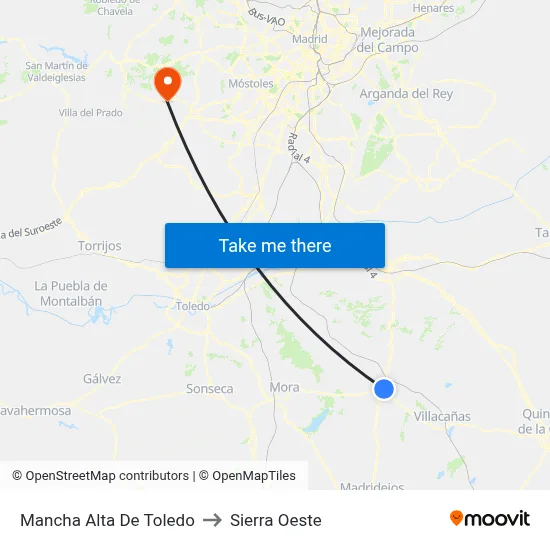 Mancha Alta De Toledo to Sierra Oeste map
