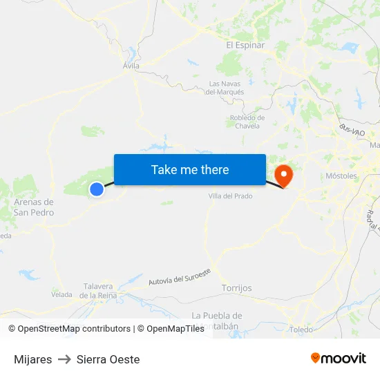 Mijares to Sierra Oeste map