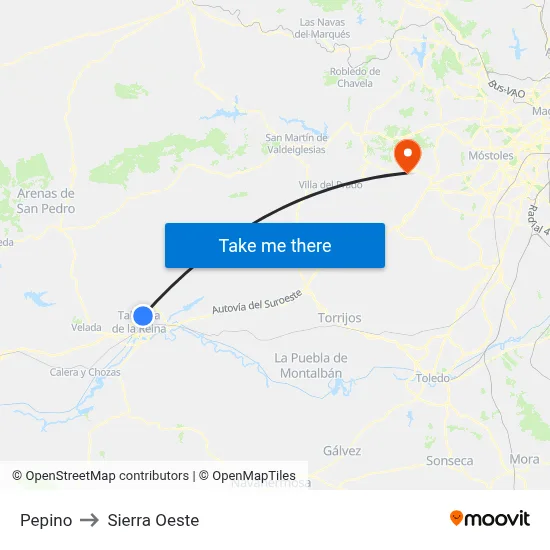 Pepino to Sierra Oeste map