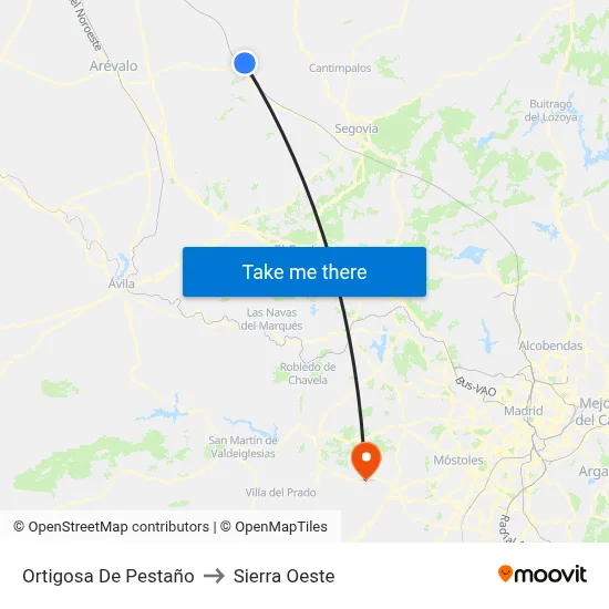 Ortigosa De Pestaño to Sierra Oeste map
