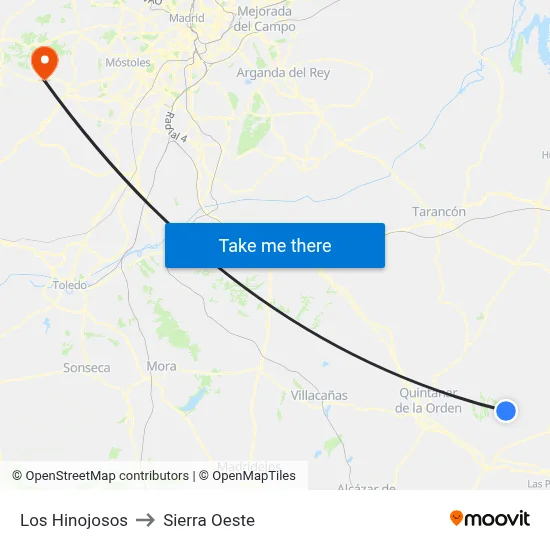 Los Hinojosos to Sierra Oeste map
