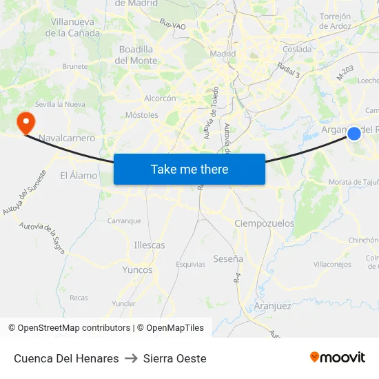 Cuenca Del Henares to Sierra Oeste map