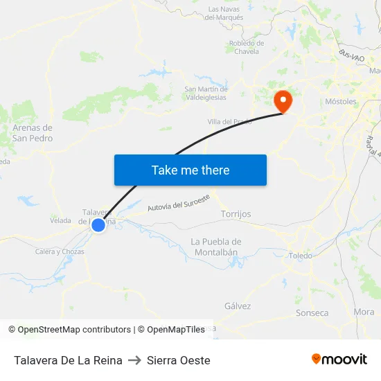 Talavera De La Reina to Sierra Oeste map