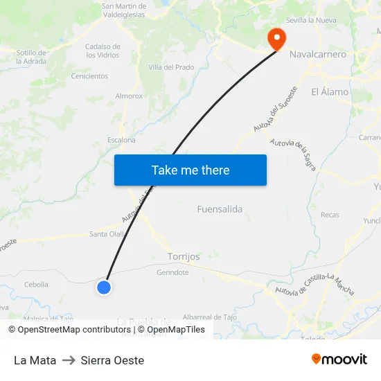 La Mata to Sierra Oeste map