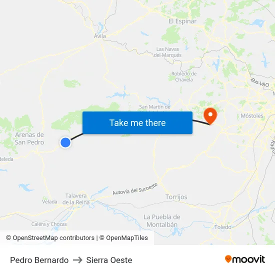 Pedro Bernardo to Sierra Oeste map