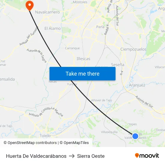 Huerta De Valdecarábanos to Sierra Oeste map