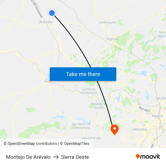 Montejo De Arévalo to Sierra Oeste map