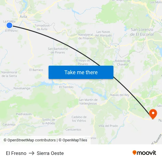 El Fresno to Sierra Oeste map