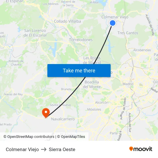 Colmenar Viejo to Sierra Oeste map
