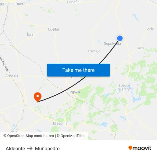 Aldeonte to Muñopedro map