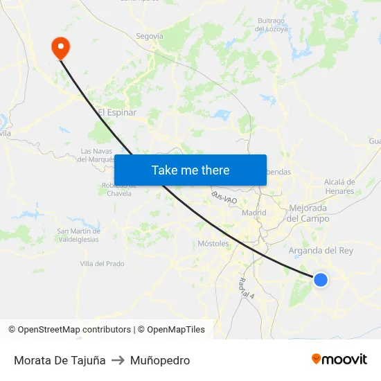 Morata De Tajuña to Muñopedro map