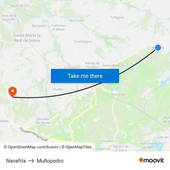Navafría to Muñopedro map