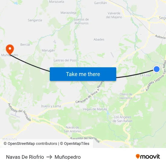 Navas De Riofrío to Muñopedro map