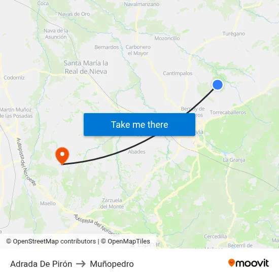 Adrada De Pirón to Muñopedro map