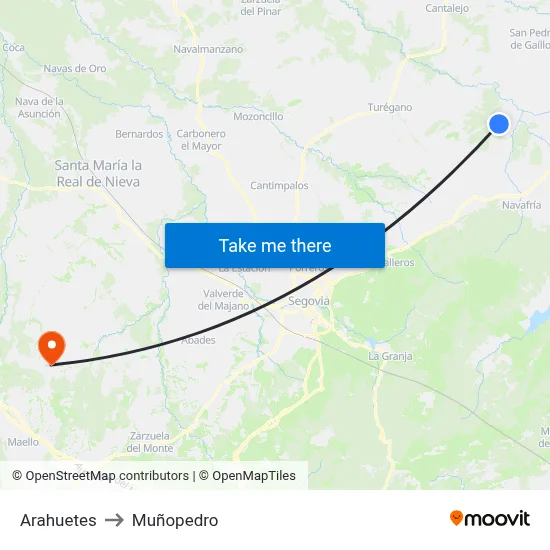 Arahuetes to Muñopedro map