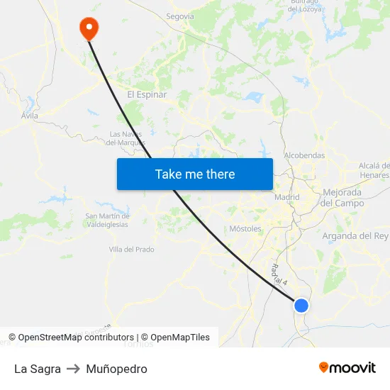 La Sagra to Muñopedro map