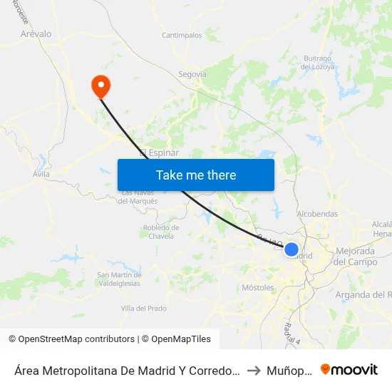Área Metropolitana De Madrid Y Corredor Del Henares to Muñopedro map