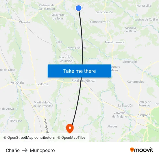 Chañe to Muñopedro map