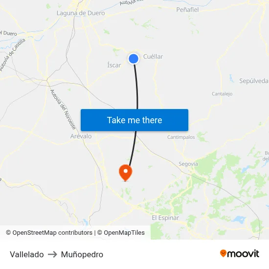 Vallelado to Muñopedro map