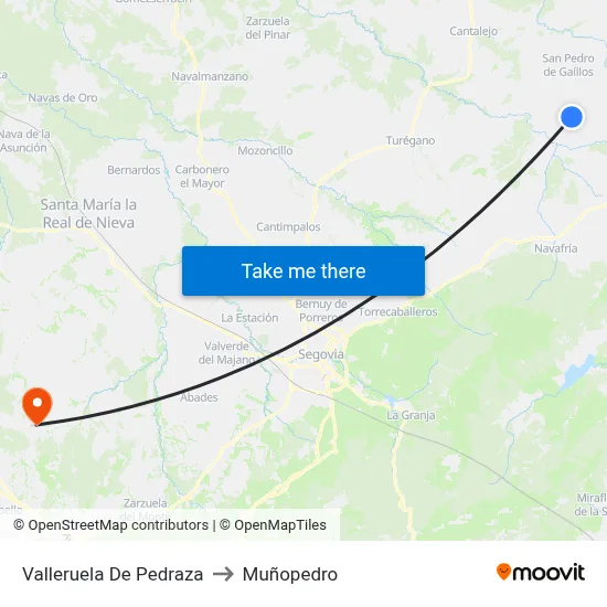 Valleruela De Pedraza to Muñopedro map