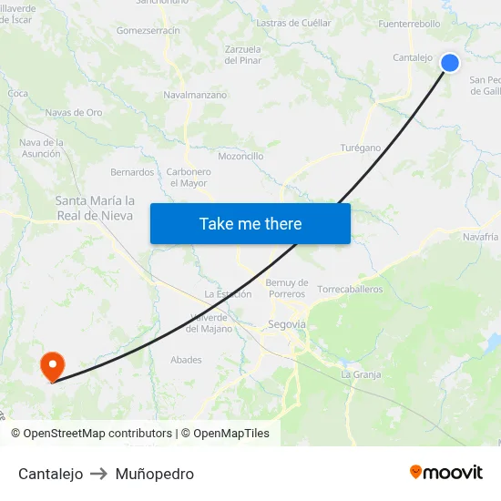 Cantalejo to Muñopedro map