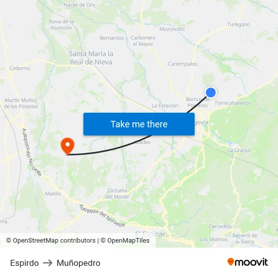 Espirdo to Muñopedro map
