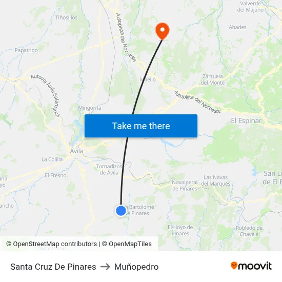 Santa Cruz De Pinares to Muñopedro map