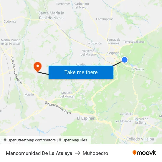 Mancomunidad De La Atalaya to Muñopedro map