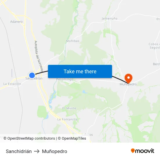 Sanchidrián to Muñopedro map