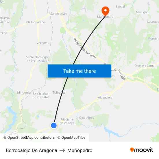 Berrocalejo De Aragona to Muñopedro map