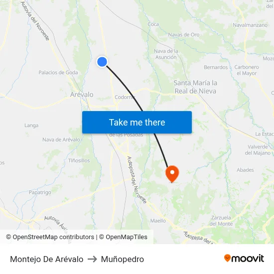 Montejo De Arévalo to Muñopedro map