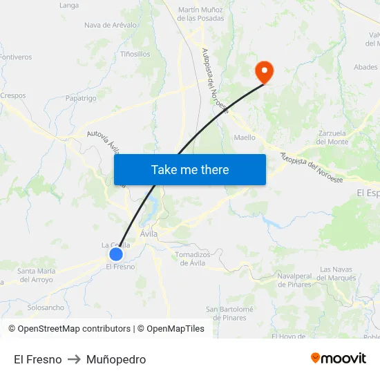 El Fresno to Muñopedro map