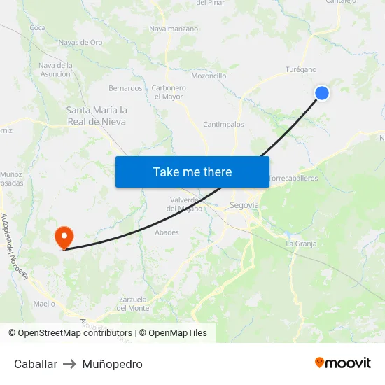 Caballar to Muñopedro map