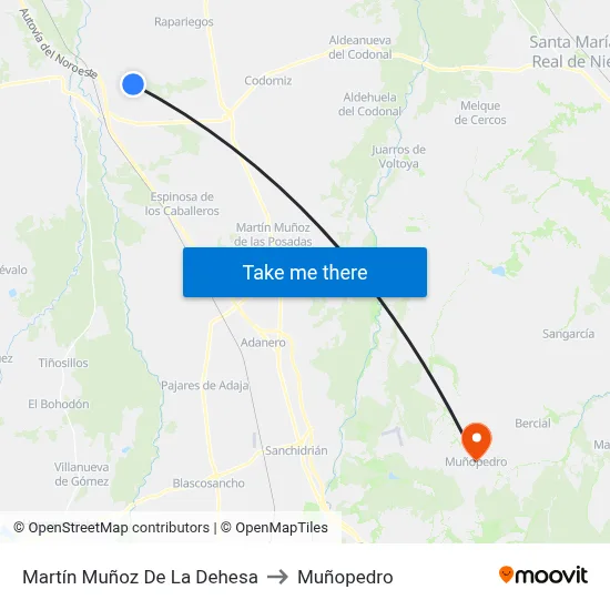 Martín Muñoz De La Dehesa to Muñopedro map