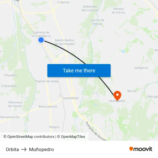 Orbita to Muñopedro map