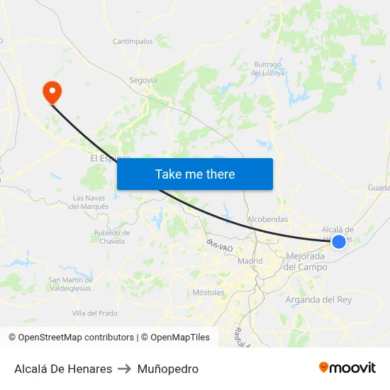 Alcalá De Henares to Muñopedro map
