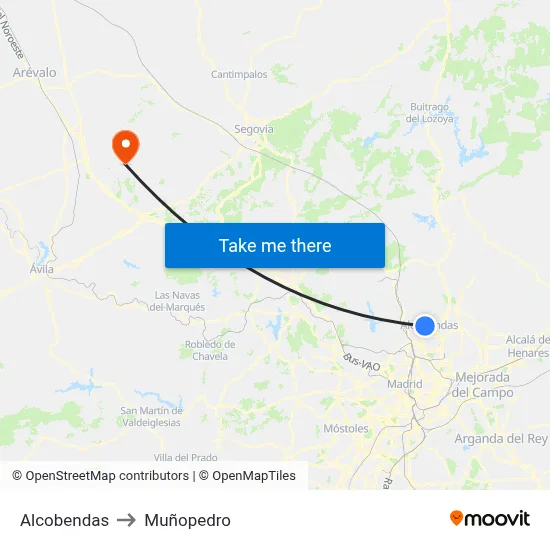 Alcobendas to Muñopedro map