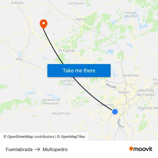Fuenlabrada to Muñopedro map
