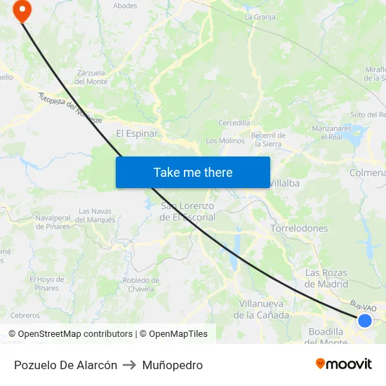 Pozuelo De Alarcón to Muñopedro map