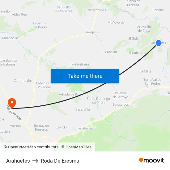 Arahuetes to Roda De Eresma map